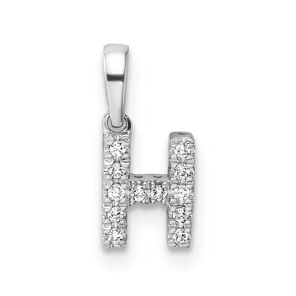 Kazi Luxury 14K White Gold Diamond Letter H Initial with Bail Pendant